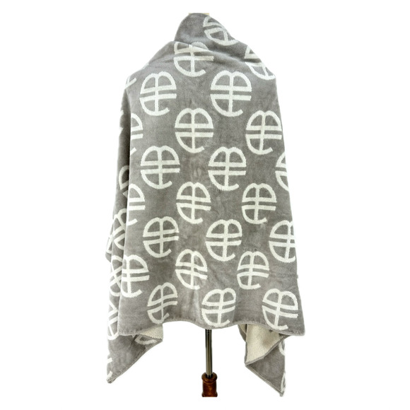 Anine Bing Lavender Gray White Monogram Logo Bahia Beach Towel Cotton Large - Picture 2 of 6